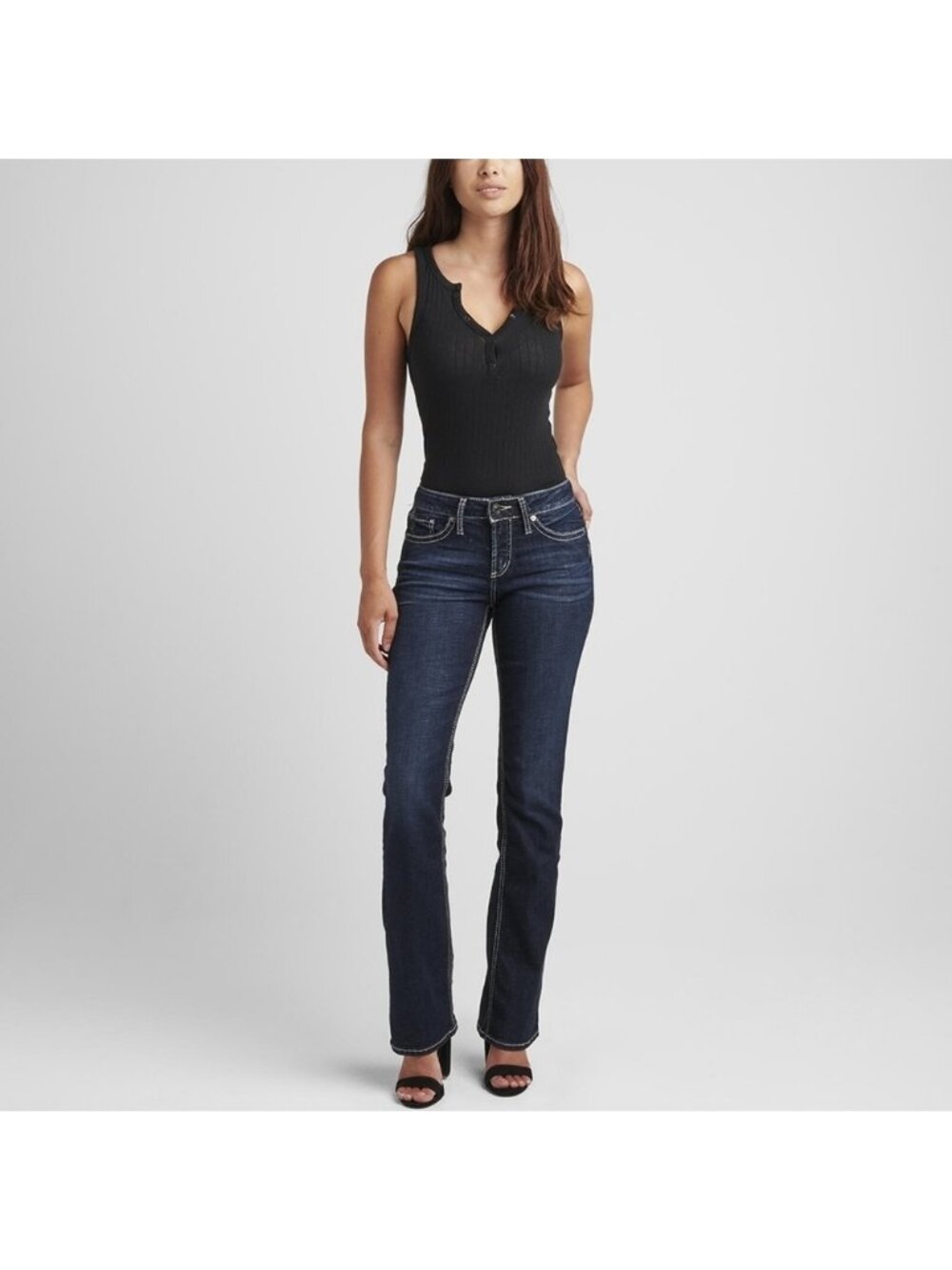 Silver Jeans Suki Mid Slim Jean Dark Wash Short Petite Stretchy Basic Denim